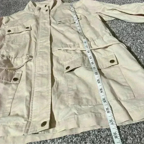 Blu Pepper Utility tan jacket crochet back Size M - Picture 4 of 8